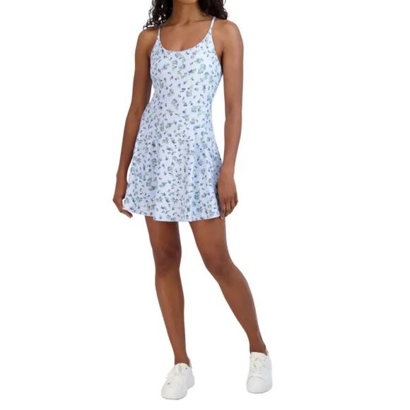 Sage Collective Floral Racerback Active Dress with Shorts Blue Size M - Picture 1 of 9